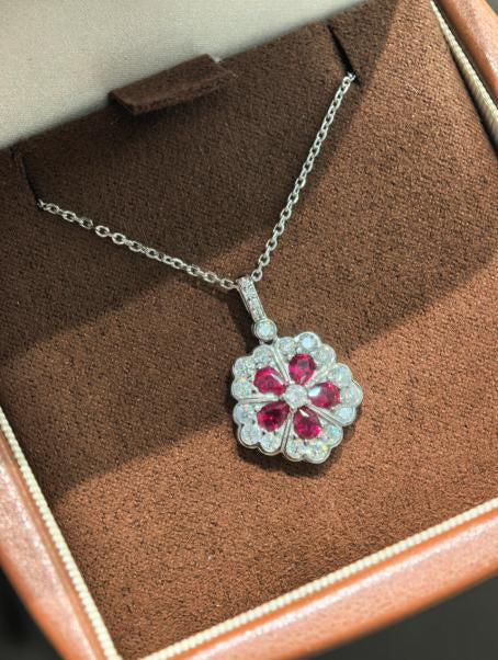 Droplet Teardrop Pendant Necklace - Pigeon Blood Red