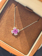 Asscher Cut Pendant Necklace - Pink Sapphire