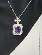 Four-Leaf Clover Pendant Necklace - Purple Sapphire