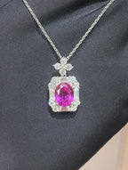 Four-Leaf Clover Pendant Necklace - Hot Pink