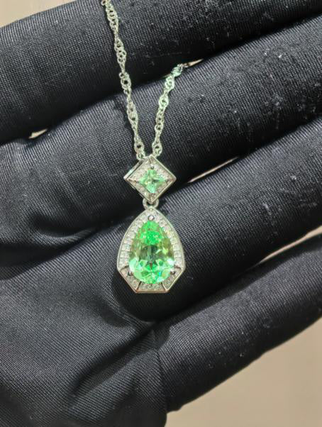Droplet Teardrop Pendant Necklace - Mint Green