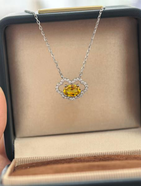 Blue Lab Created Gemstone Luxe Heirloom Moissanite Pendant Necklace Oval Cut 5*7 LCB0031 Main Image