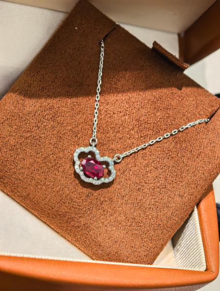 Luxe Heirloom Pendant Necklace - Pigeon Blood Red