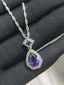 Droplet Teardrop Pendant Necklace - Purple Sapphire