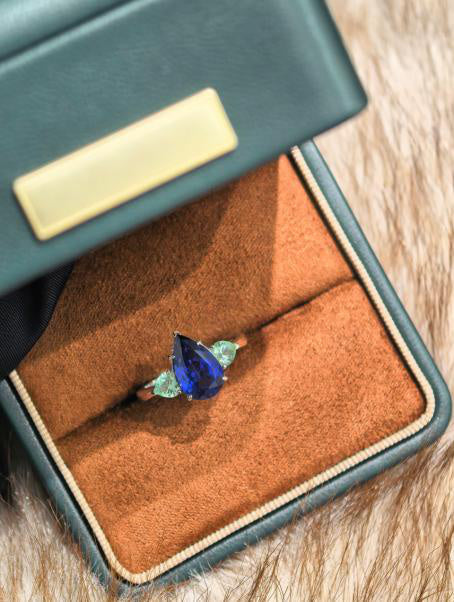 Droplet Teardrop Ring - Royal Blue #2