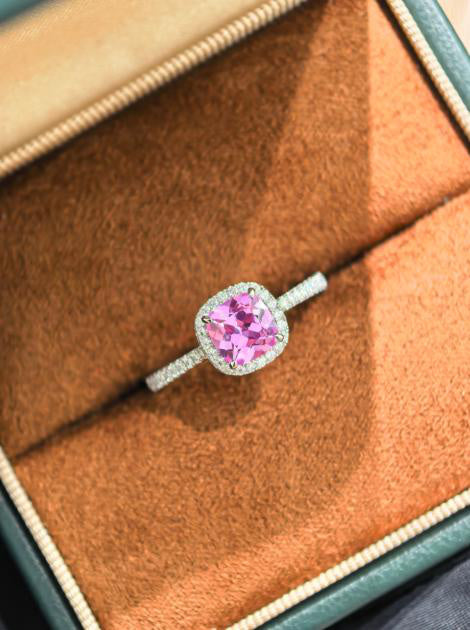 Sugar Cube Ring - Pink Sapphire