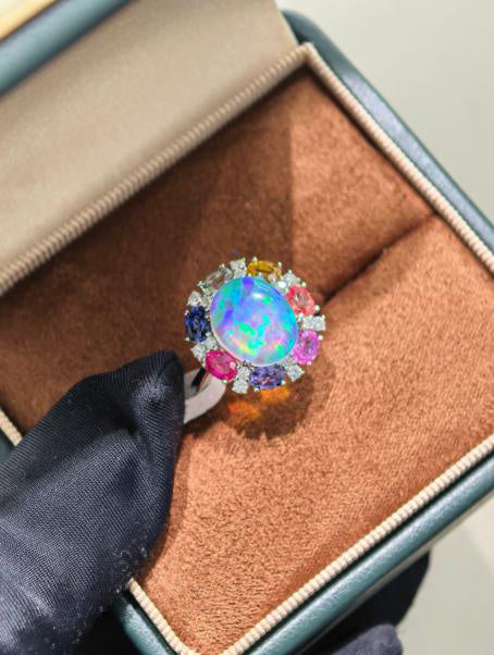 Luxe Heirloom Ring - 欧泊蓝 #3