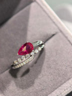 Droplet Teardrop Ring - Pigeon Blood Red