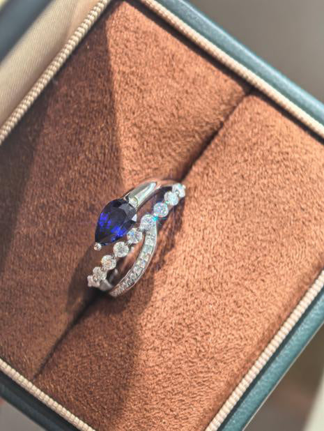 Droplet Teardrop Ring - Royal Blue