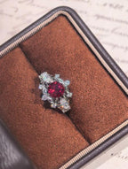 Blossom Cluster Ring - Pigeon Blood Red