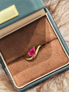 Droplet Teardrop Ring - Pigeon Blood Red #2