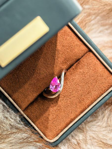 Droplet Teardrop Ring - Pink Sapphire