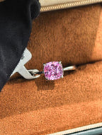 Cushion Solitaire Ring - Pink Sapphire #7