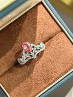Droplet Teardrop Ring - Padparadscha Pink