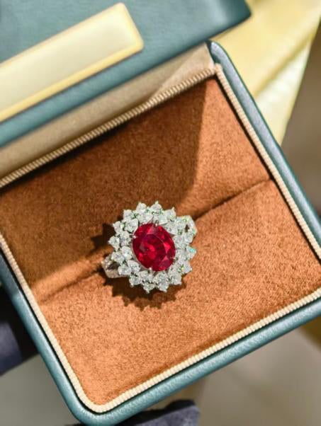 Droplet Teardrop Ring - Pigeon Blood Red