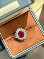 Droplet Teardrop Ring - Pigeon Blood Red