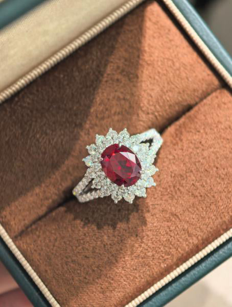 Statement Solitaire Ring - Pigeon Blood Red