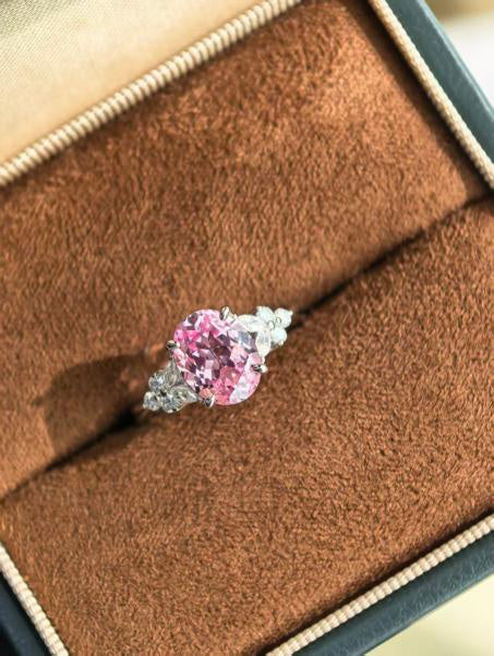 Statement Solitaire Ring - Padparadscha Pink