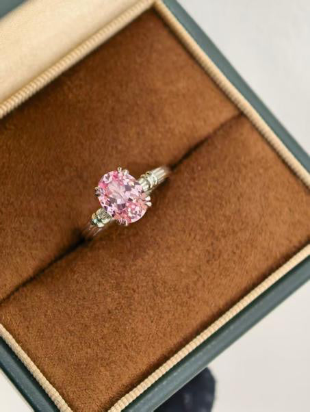 Statement Solitaire Ring - Padparadscha Pink Hover Image