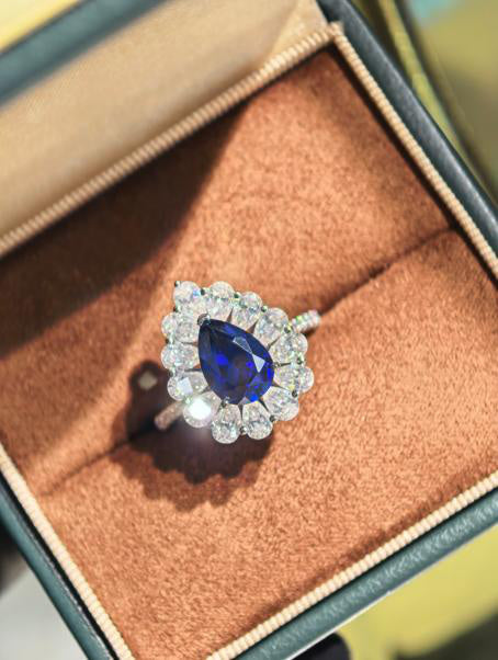 Droplet Teardrop Ring - Royal Blue