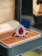 Droplet Teardrop Ring - Pigeon Blood Red