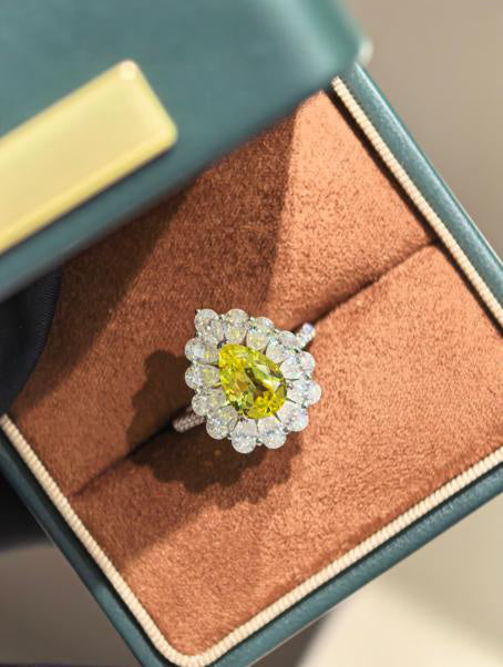 Droplet Teardrop Ring - Canary Yellow