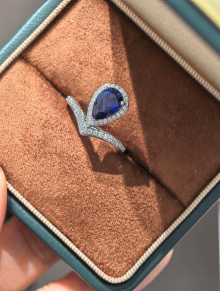 Droplet Teardrop Ring - Royal Blue