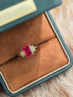 Past Present Future Ring - Pigeon Blood Red