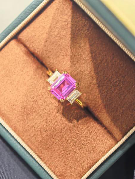 Past Present Future Ring - Pink Sapphire #4