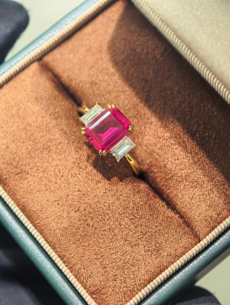 Past Present Future Ring - Pigeon Blood Red #6